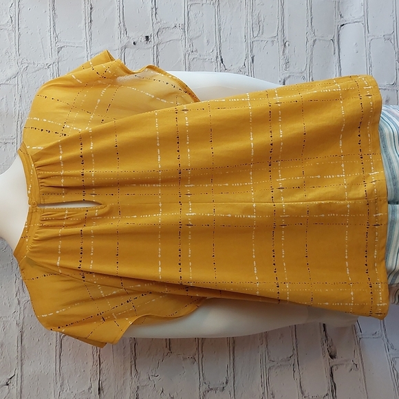 Apt 9 Yellow Plaid Flutter Sleeve Blouse Top 2X XXL - Picture 4 of 7